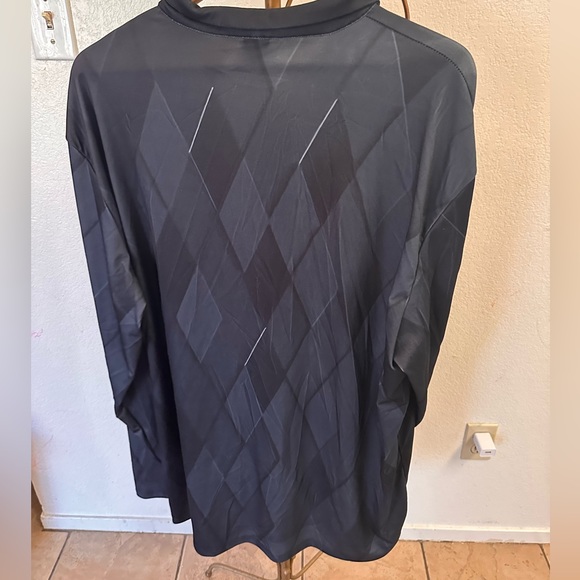 HARDADDY Men’s Big and Tall Long Sleeve Button Polo Shirt  Argyle Pattern Black - Picture 4 of 6